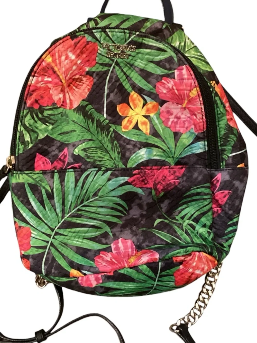 Victoria's Secret Tropic‎ Jetsetter Mini Backpack Gold Chain Accent Straps